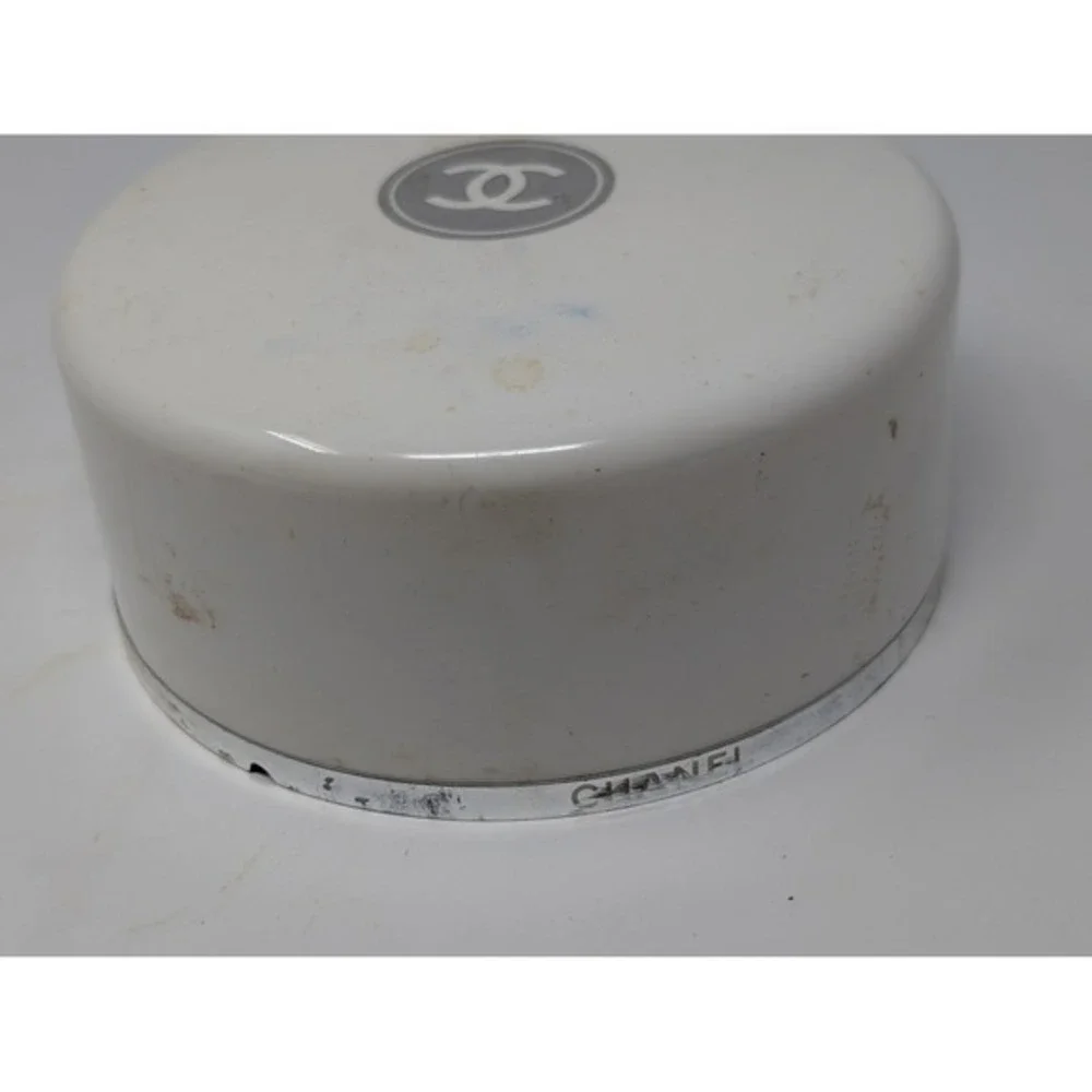 Vintage‎ Chanel White Bath Powder Compact Case Puff and Powder